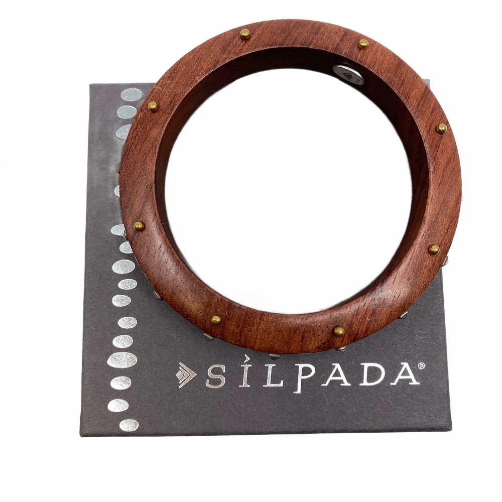 Silpada Brown Wood Studded Bangle Bracelet | OS Regular